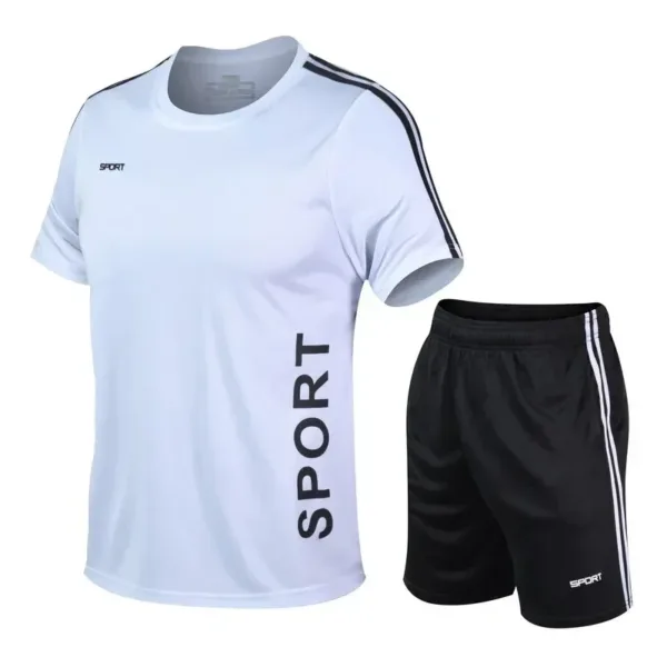 Men Running 2024 Summer Latest Sportswear Polyester Printed T-shirt + Shorts Quick Dry Sport Suit 2-piece Outfits Jogger Set - Image 4