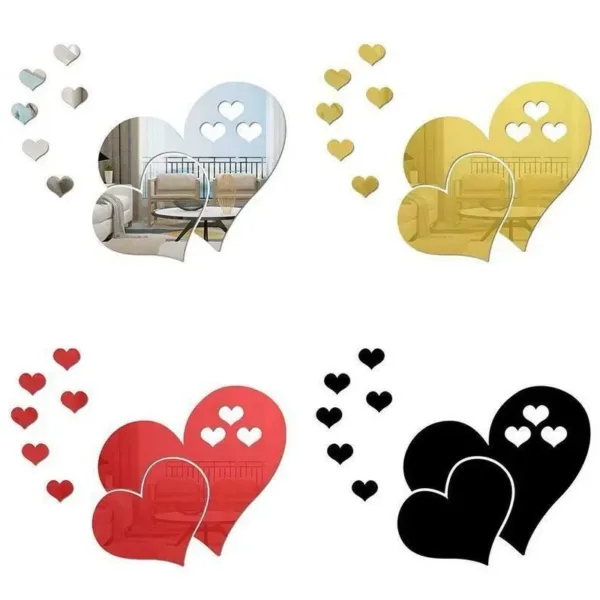 3D Acrylic Love Heart-Shaped Mirror Wall Stickers Removable Heart Art Decor Wall Poster DIY Living Room Wedding Home Decoration - Image 15