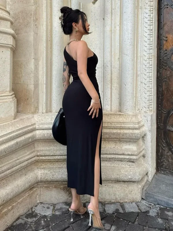 Summer Maxi Dress Women Sexy Split Fashion Sleeveless Backless Slim Dress Female Casual Streetwear Club Elegant Party Dresses - Image 2