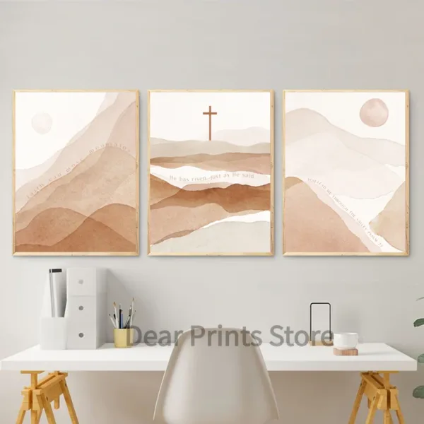 Jesus Cross Minimal Art Prints Faith Can Move Mountains Canvas Poster Bible Verse Painting Modern Scripture Wall Decor Pictures - Image 10