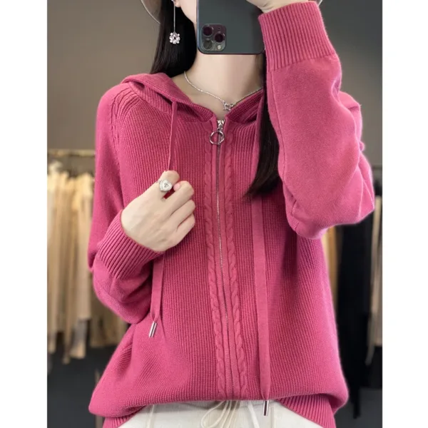 Zip-up Hoodies And Sweatshirts For Women Merino Wool Long Sleeve Sweaters Ladies Clothes Knitted Jumpers New Arrivals Outerwears - Image 10