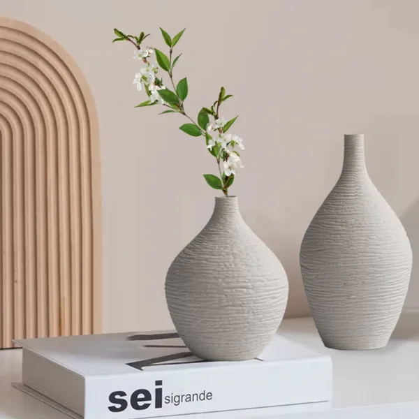 Simple Ceramic Vase Decoration for Home Nordic Luxury Narrow Mouth Flower Pot Living Room Interior Office Desktop Decor Gift - Image 3