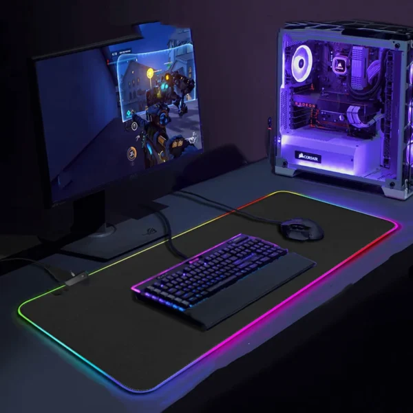 1 Pcs Large Gaming Mouse Pad Light Modes Touch Control Extended Soft Computer Keyboard Mat Non-Slip Rubber Base - Image 4
