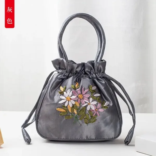 Embroidered Floral Bucket Bag - Image 11