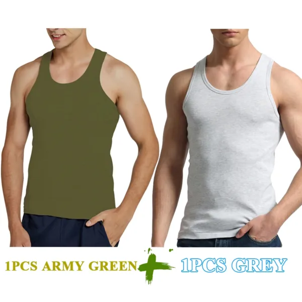 Tank Tops Men Cotton Running Vest Fitness Cool Summer Sleeveless Top Gym Sport Slim Casual Undershirt Male 9 Colors 1PCS - Image 12