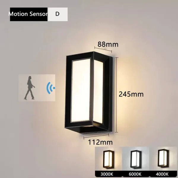 Led Outdoor Wall Light Waterproof IP65 Motion Sensor Led Outdoor Lighting Porch Lights Balcony Garden Lights Outdoor Wall Lamp - Image 12