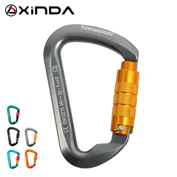 Xinda Outdoor Carabiner Rock Climbing Mountain Landing 30kN High Altitude Operation Equipment Aluminum Alloy Safety Buckle Hook - Image 22
