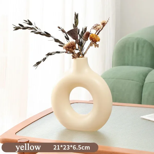 Plastic Circle Vase Donut Shape Living Room Decoration Dry Flower Vase Nordic Style Home Decor Furnishings Vase Room Decor - Image 7