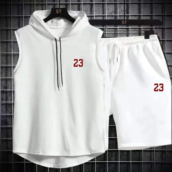 New Summer Men's Two Piece Set CasualT-Shirt and Shorts Set Mens Sports Suit Fashion Short Sleeve Tracksuit Hooded T-shirt - Image 2