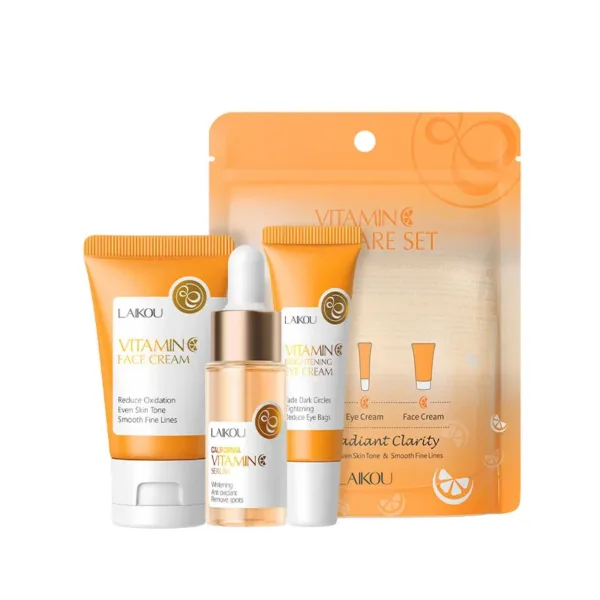 3pcs/set LAIKOU 24K Golden Vitamin C Sakura Skin Care Sets Face Cream Serum Eye Cream Firming Moisturizing Face Care Kit - Image 6