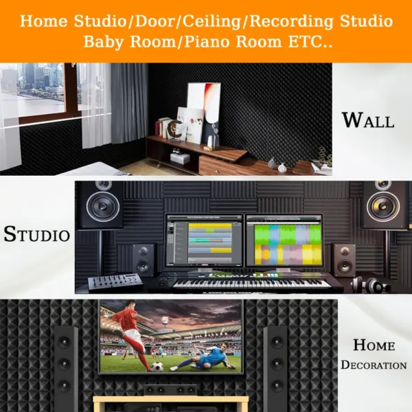 TOUO 6-48 Pcs Acoustic Foam Panels Studio Acoustic Sponge Home Sound Proof Foam Wall Acoustic Treatment KTV soundproof Foam - Image 2