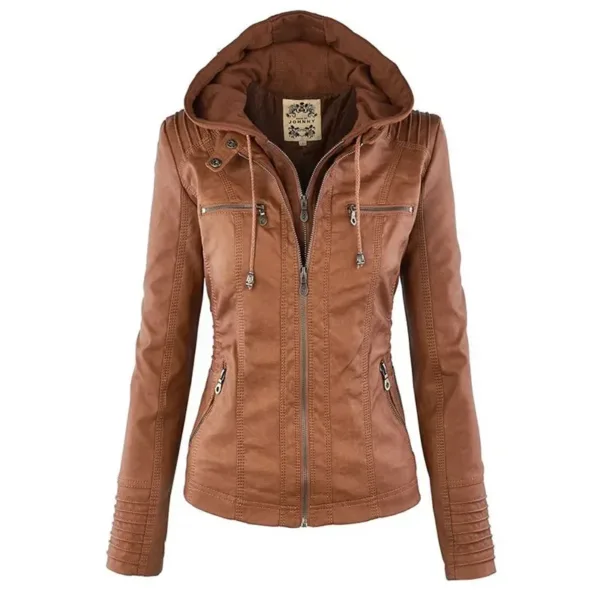 Faux Leather Jacket Women 2024 Basic Jacket Coat Female Winter Motorcycle Jacket PU Leather Zipper Hoodies Outerwear chaqueta - Image 9