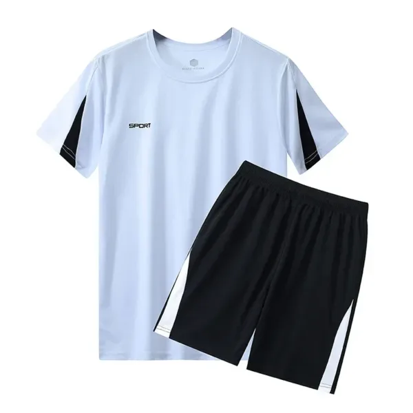 Men Running 2024 Summer Latest Sportswear Polyester Printed T-shirt + Shorts Quick Dry Sport Suit 2-piece Outfits Jogger Set