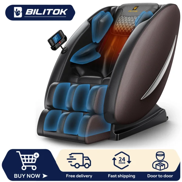 Zero Gravity Recliner Massage Chair with Full Body Heat, Bluetooth Speakers, Airbags, and Foot Roller - Image 5