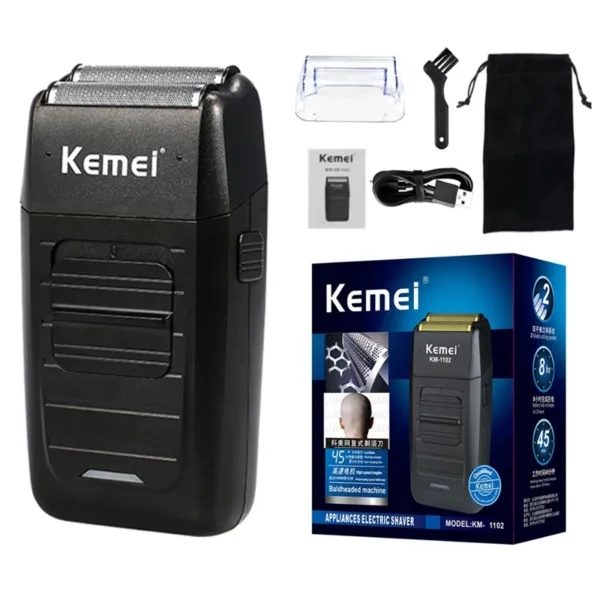 Kemei Rechargeable Cordless Shaver for Men Twin Blade Reciprocating Beard Razor Face Care Multifunction Strong Trimmer KM-1102 - Image 7