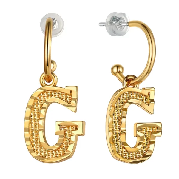 Vintage Gold Alphabet Earrings - Image 5