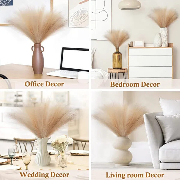Faux Pampas Grass Beige 10PCS,Small Artificial Pompas Grass Decor for Vase,Fake Fluffy Pampas Floral for Home Wedding Boho Decor - Image 15
