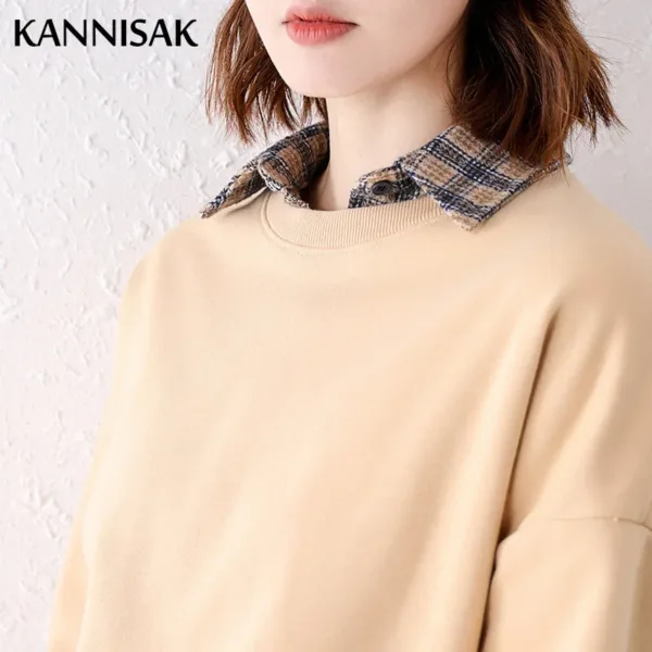 Women Sweatshirts O-neck Cotton Loose Long Sleeve Outerwear Spring Autumn Casual Sweatshirt Solid Womens Pullovers Harajuku Top - Image 14