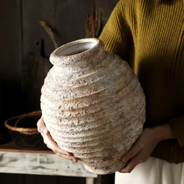 Retro Nostalgic Rough Clay Pottery Vase 21.5CM Room Decoration Vases Vintage Handmade Style Home Decor Items - Image 3