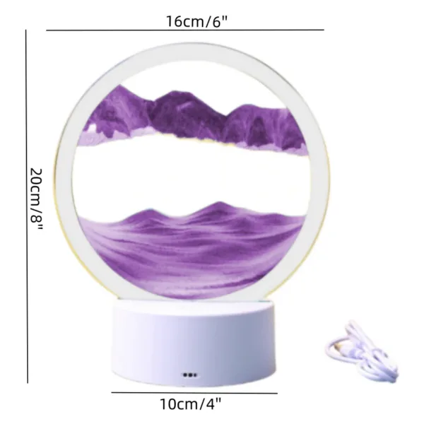 Color LED Flowing Sand Painting Table Lamp 3D Moving Sand Art Picture Round Glass Hourglass Night Light Bedside Lamp Home Decor