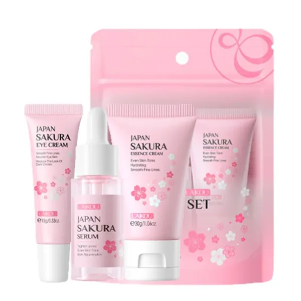 3pcs/set LAIKOU 24K Golden Vitamin C Sakura Skin Care Sets Face Cream Serum Eye Cream Firming Moisturizing Face Care Kit - Image 4