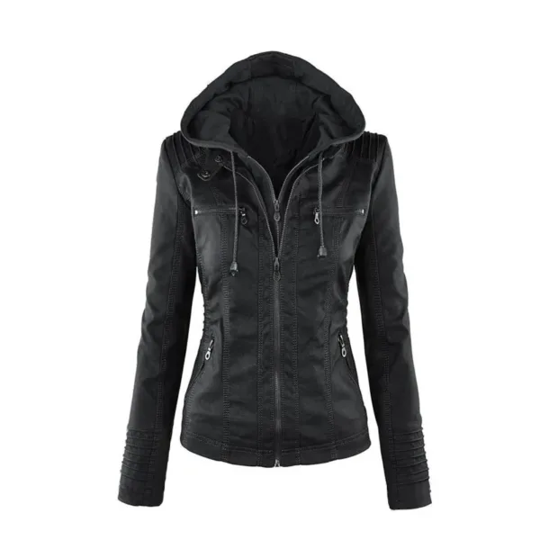 Faux Leather Jacket Women 2024 Basic Jacket Coat Female Winter Motorcycle Jacket PU Leather Zipper Hoodies Outerwear chaqueta - Image 4