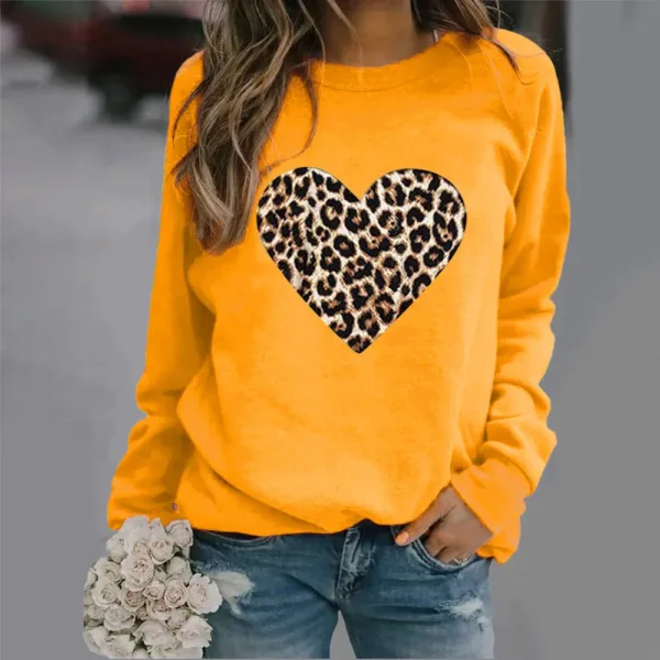 Crew-neck Hoodie New Leopard Print Love Print Europe and The United States Valentine's Day Hot Sales Sweatshirt Sweatshirts - Image 3