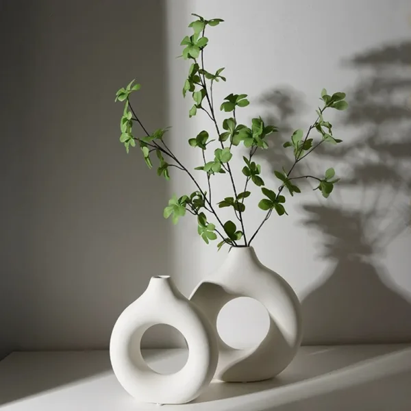 Plastic Circle Vase Donut Shape Living Room Decoration Dry Flower Vase Nordic Style Home Decor Furnishings Vase Room Decor - Image 15