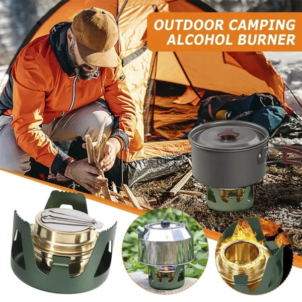 Portable Mini Spirit Burner Alcohol Stove Ultralight Brass Camping Cooking Stove for Outdoor Backpacking Hiking Camping Furnace - Image 4