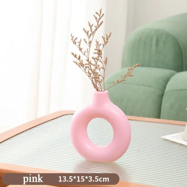 Plastic Circle Vase Donut Shape Living Room Decoration Dry Flower Vase Nordic Style Home Decor Furnishings Vase Room Decor - Image 13