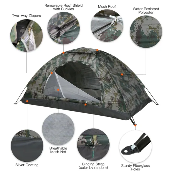 Ultralight Camping Tent Single Layer Portable Tent Anti-UV Coating UPF 30+ for Outdoor Beach Fishing - Image 2