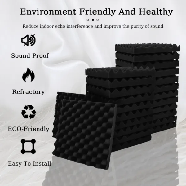 TOUO Egg Trough Wall Soundproof Foam 6 12 24 48 Pcs High Density Sound Absorbing Material Acoustic Foam Ceiling Noise Insulation - Image 7