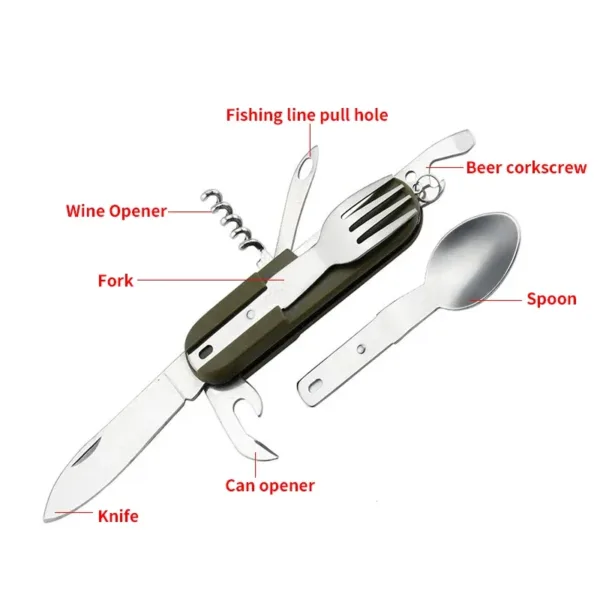 Fork and Spoon Camping Supplies Portable Dinner Set Stainless Steel Outdoor Tableware Folding Knife Equipment Cookware Hiking - Image 5