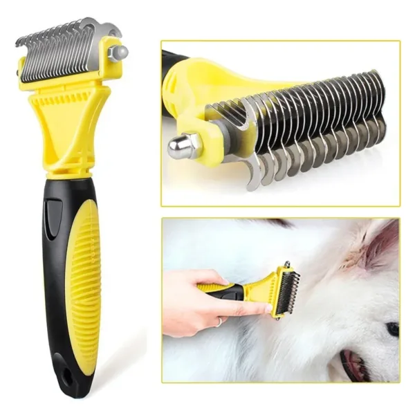 New Stainless Double-sided Pet Cat Dog Comb Brush Professional Large Dogs Open Knot Rake Knife Pet Grooming Products - Image 2