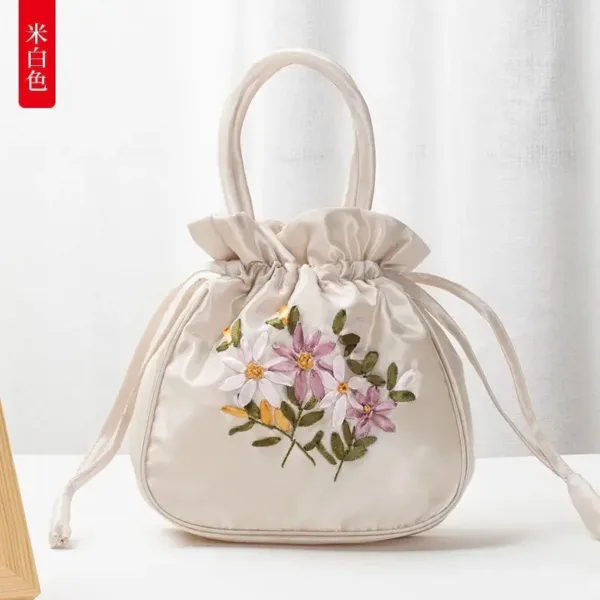 Embroidered Floral Bucket Bag - Image 2