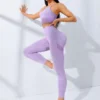 Women Yoga Set 2/Pcs Seamless Workout Outfits Yoga Sportswear Tracksuit Leggings And Thin Shoulder Strap Stretch Sports Bra Fitn - Image 7
