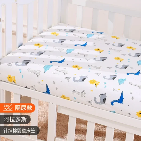 120*60cm Cotton Crib Pad For Children Waterproof Breathable Knitted Bed Sheet For Babies Mattress CoverFor Newborns - Image 3