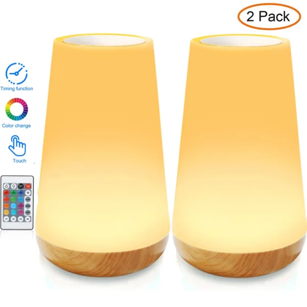 13 Color LED Changing Night Light RGB Remote Control Touch Dimmable Lamp Portable Table Bedside Lamp USB Rechargeable Night Lamp - Image 8