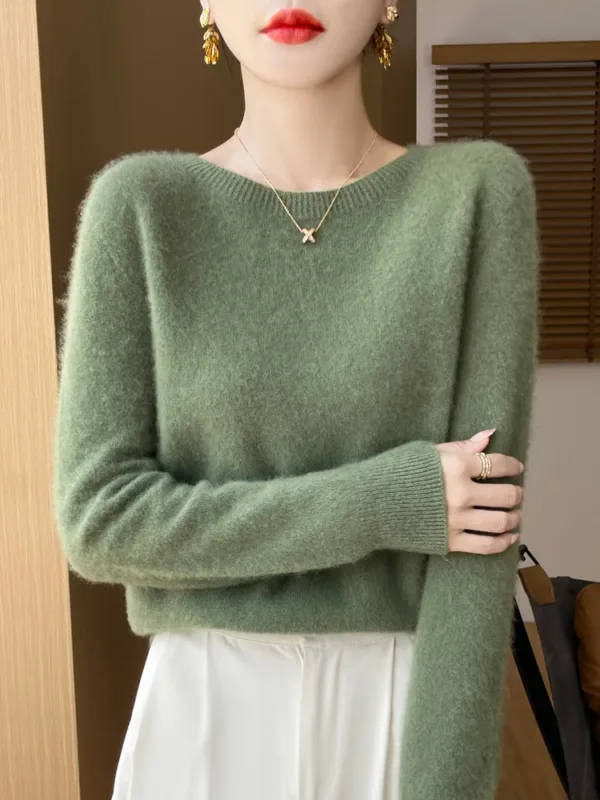 Woolen Sweater Round Neck 2024 Women's Autumn and Winter New Soft VersatileTop Casual and Fashionable Outerwear Top