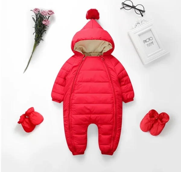 OLEKID 2024 Newborn Baby Jumpsuit Hooded Plus Velvet Warm Baby Boys Snowsuit Toddler Snow Suit Baby Girl Cotton Overalls Rompers - Image 7