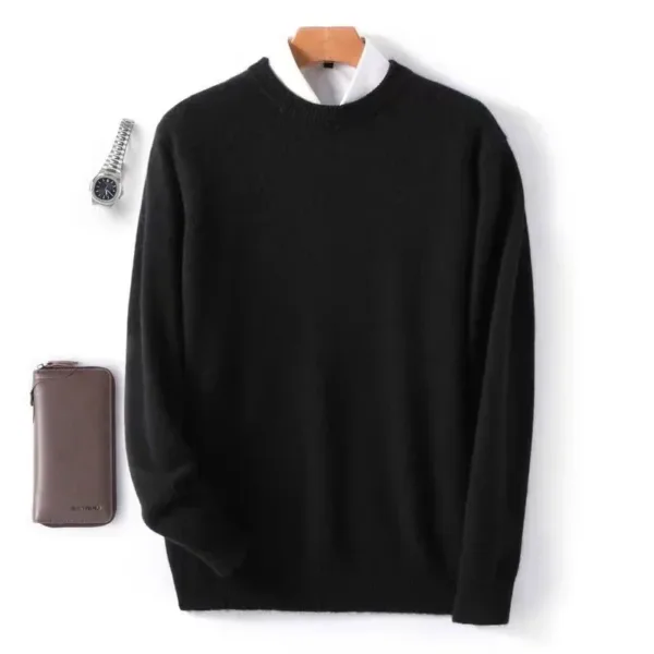 Autumn/Winter Pullover Men's Business Cashmere Round Neck Knitted Woolen Pullover Sweater Warm Long Sleeve High Quality Sweater - Image 5