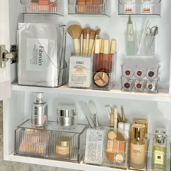 Transparent acrylic 3-5 grid makeup box,makeup brush bucket,makeup organizer,student desk pen holder jewelry storage box - Image 8
