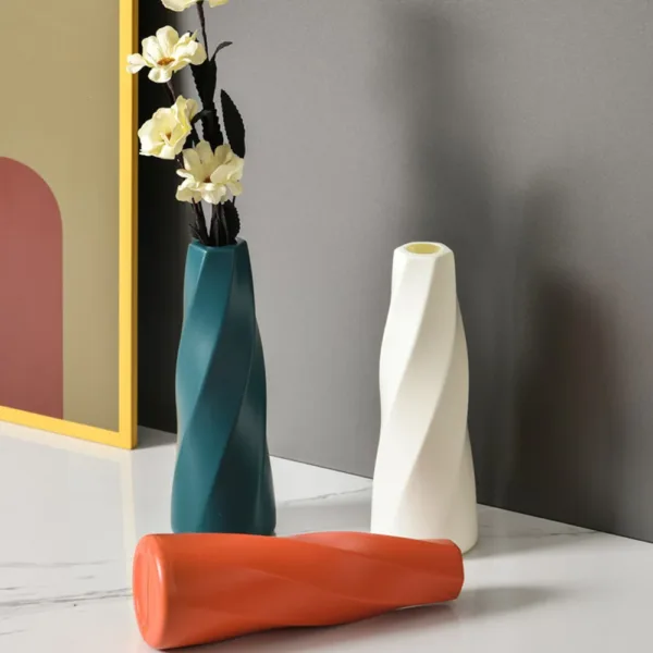 Plastic Vase White Imitation Ceramic Flower Pot Plants Basket Nordic Wedding Decorative Dining Table Bedroom Home for Decoration - Image 9