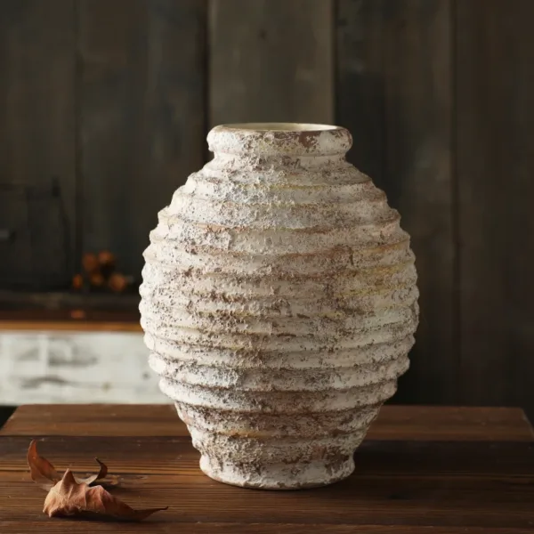 Retro Nostalgic Rough Clay Pottery Vase 21.5CM Room Decoration Vases Vintage Handmade Style Home Decor Items - Image 2