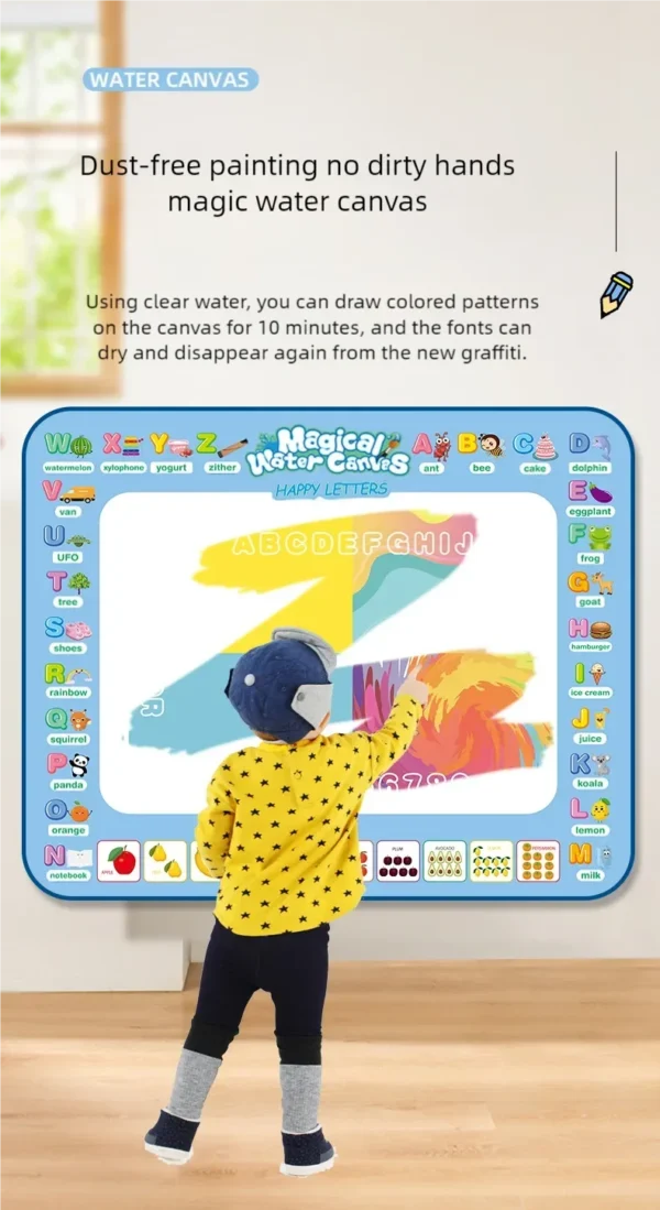 Magic Water Canvas Coloring Doodle, Reusable Magic Pens, Montessori Painting Board, Educational Toys - Image 8