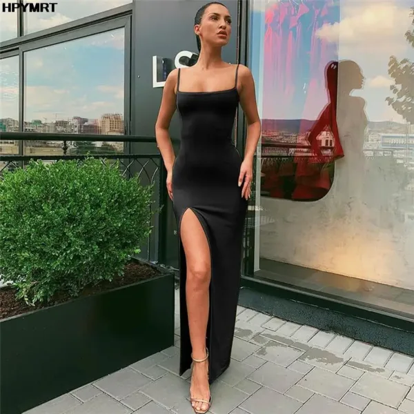 Backless Sexy Strap Split Summer Dress Women Elastic Long Dresses Sleeveless Camisole Clubwear Evening Party Dress Women's Robe - Image 5