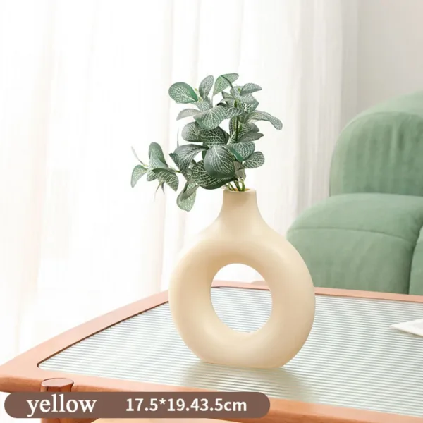Plastic Circle Vase Donut Shape Living Room Decoration Dry Flower Vase Nordic Style Home Decor Furnishings Vase Room Decor - Image 17