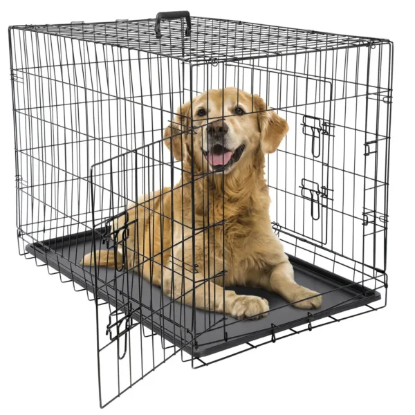 US Metal Pet Cage, Dog Crate Kennel, 2 Door with Pan, Black, 30 ", 36", 42" - Image 5