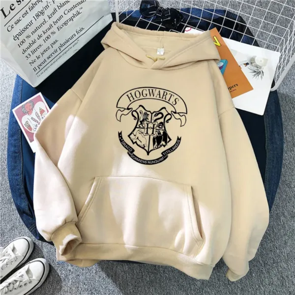 Fashion y2k Hogwarts Printed Hoodies Women Sweatshirt Autumn Winter Long Sleeves Plus Velvet Casual Loose Fleece Tops Oversized - Image 2