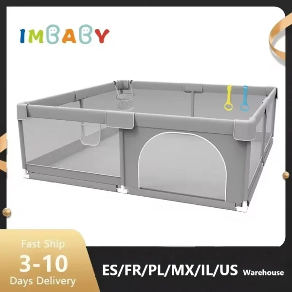 IMBABY Baby Playpens Light Gray Corralito for Baby Playground with Pull Ring Child Safety Barrier Fence Ball Box Game Playpen - Image 11